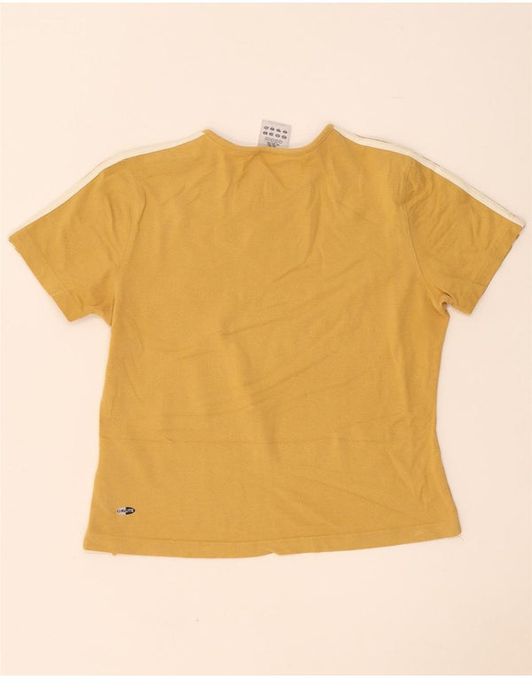 Adidas Dame T-Shirt Top UK 16 Stor Gul Bomuld