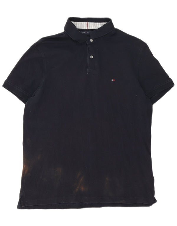Tommy Hilfiger Mens Regular Fit Polo Shirt Large Navy Blue Cotton