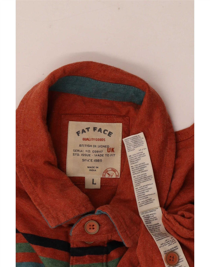 Fat Face Herre Polo Shirt Stor Orange Colourblock Bomuld
