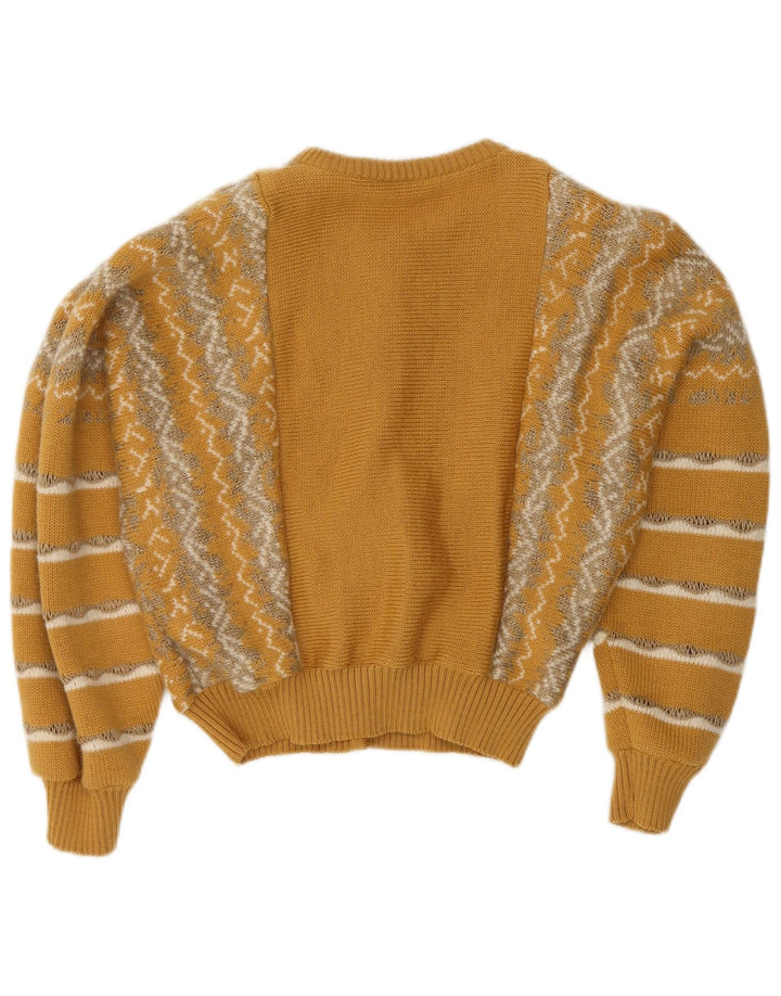 Geiger Womens Crop Cardigan Sweater UK 14 Mellem gul stribet uld