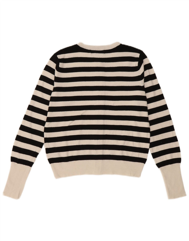 Marks & Spencer Dame Cardigan Sweater UK 8 Small Sort Stribet Viscose