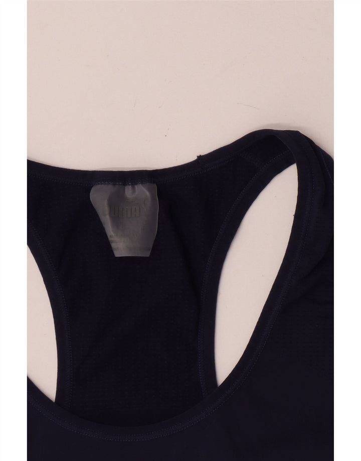 Puma Womens Crop Vest Top UK 12 Medium Navy Blue