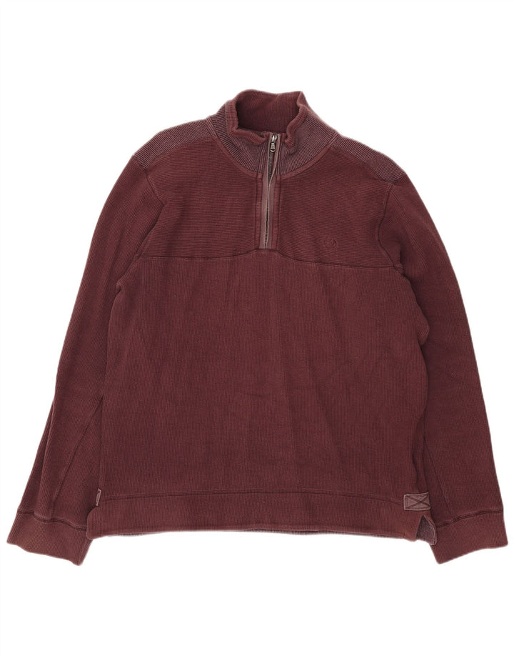 Fedt ansigt herre lynlås-hals sweater jumper medium Bourgogne bomuld