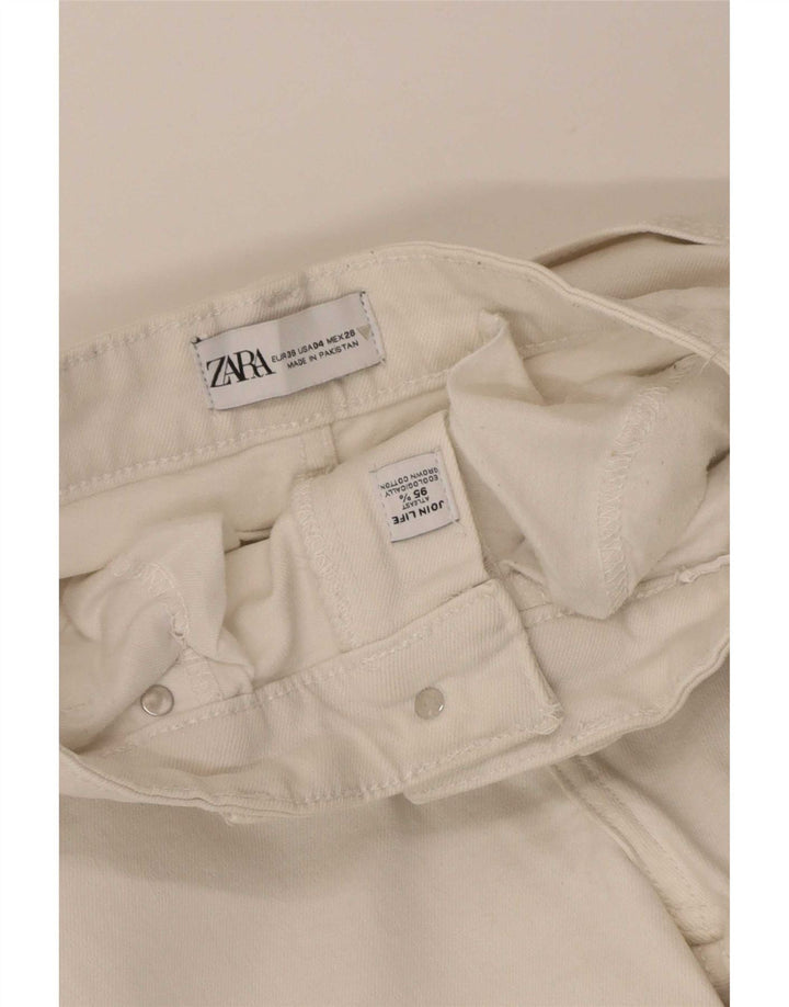 Zara Dame Flared Jeans EU 36 XS W26 L25 Hvid Bomuld