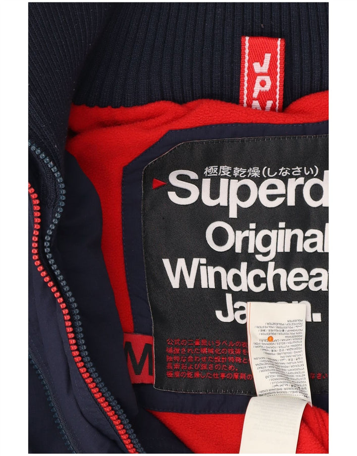 SUPERDRY Herre Windcheater Hættevindjakke UK 38 Medium Navy Blue