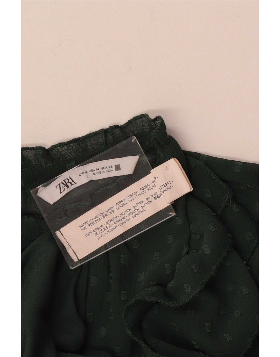 Zara Dame Langærmet Flæse Front A-Line Kjole UK 14 Medium Grøn
