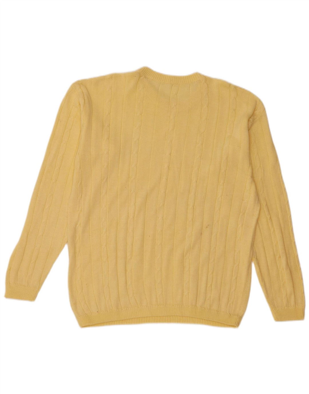 Vintage herre sweater med rund hals, medium gul