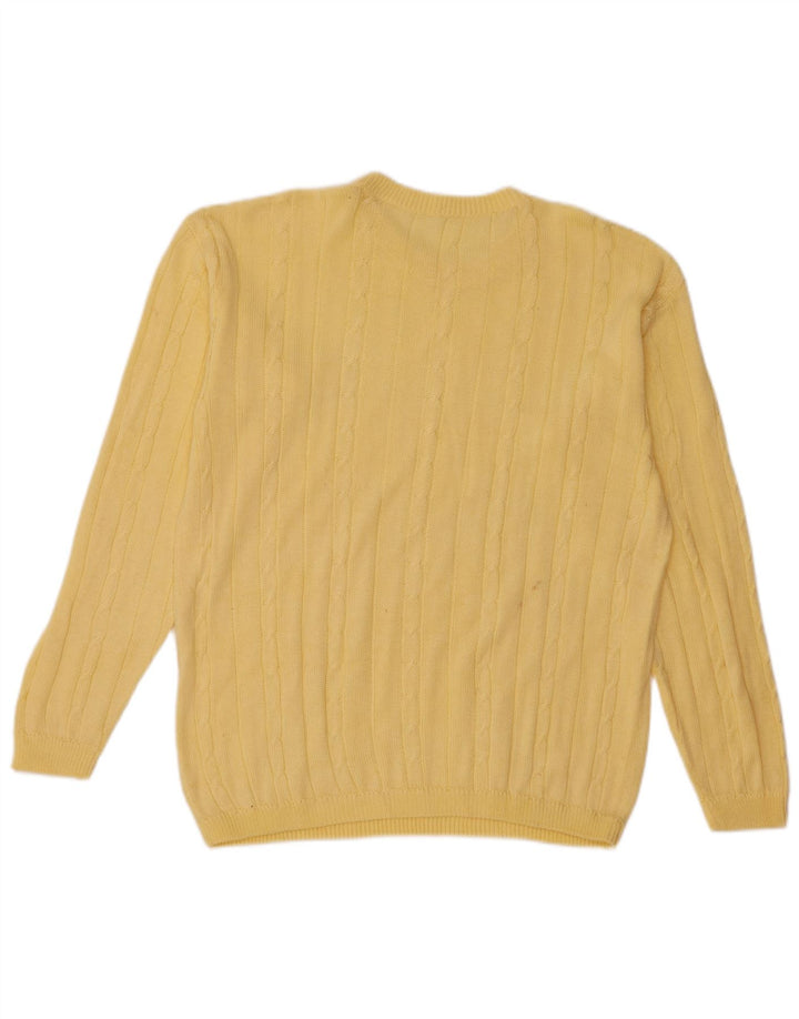 Vintage herre sweater med rund hals, medium gul