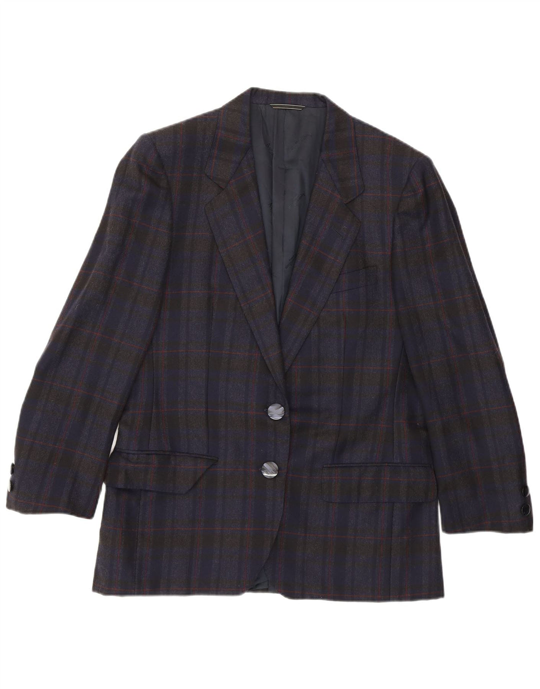Aquascutum Dame 2-knaps blazerjakke UK 14 Medium Navy Blue Check
