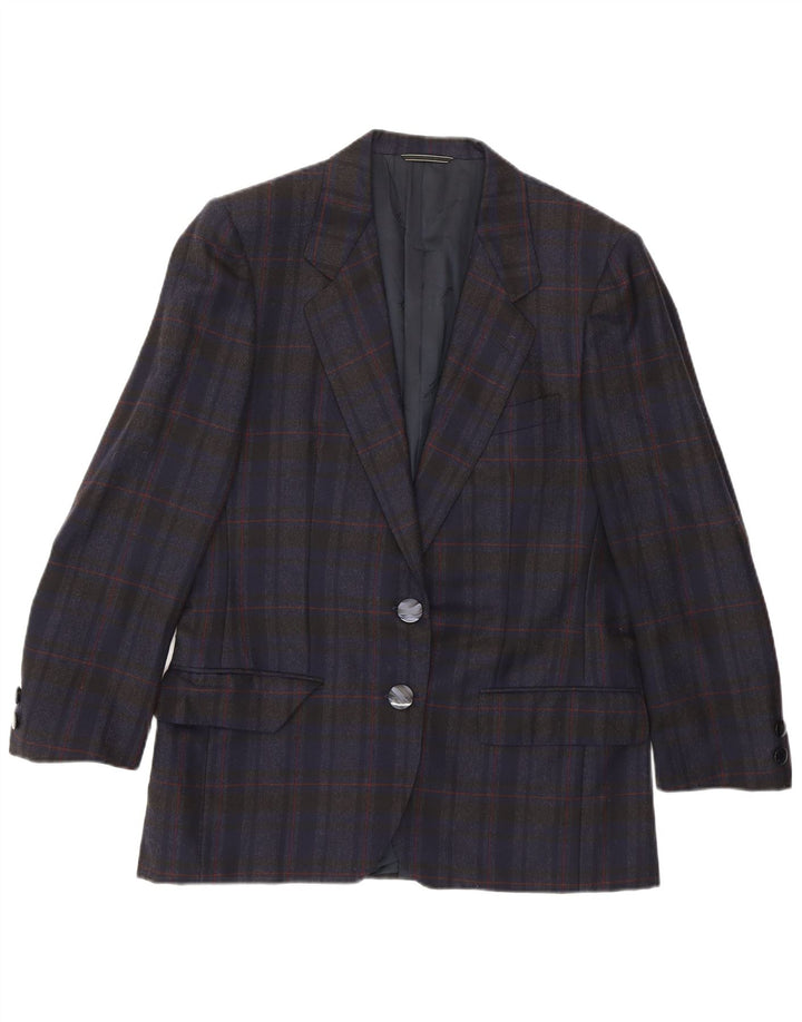 Aquascutum Dame 2-knaps blazerjakke UK 14 Medium Navy Blue Check