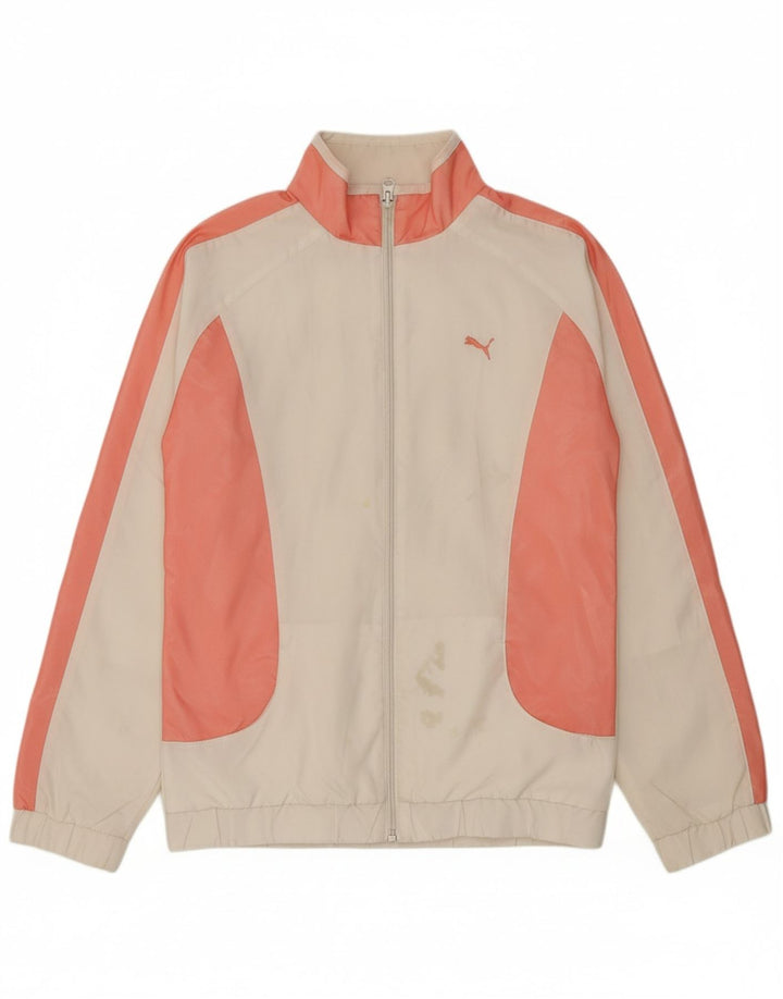 PUMA Womens Tracksuit Top Jacket UK 10 Small  White Colourblock Polyester