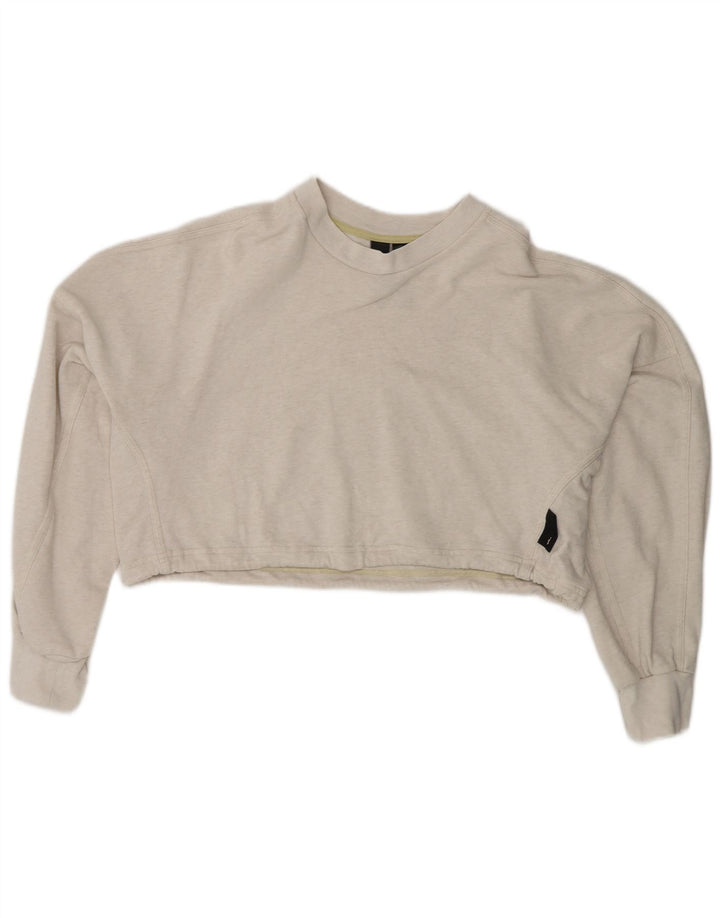 ADIDAS Dame Oversized Crop Sweatshirt Jumper UK 8/10 Small Grey Bomuld