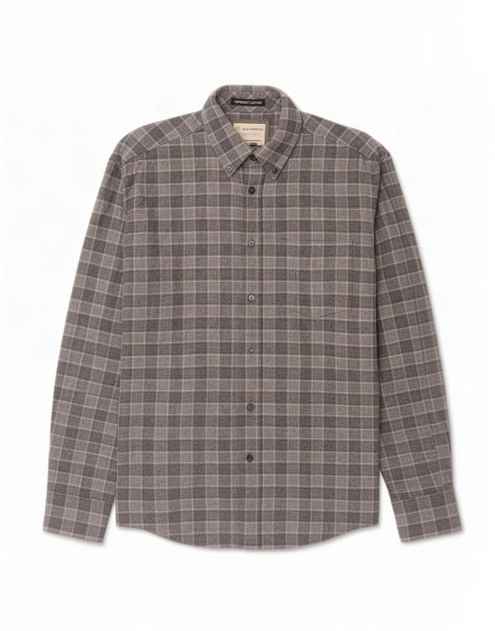 Marks & Spencer Herre Blue Harbor Flannelskjorte Mediumgrå ternet bomuld