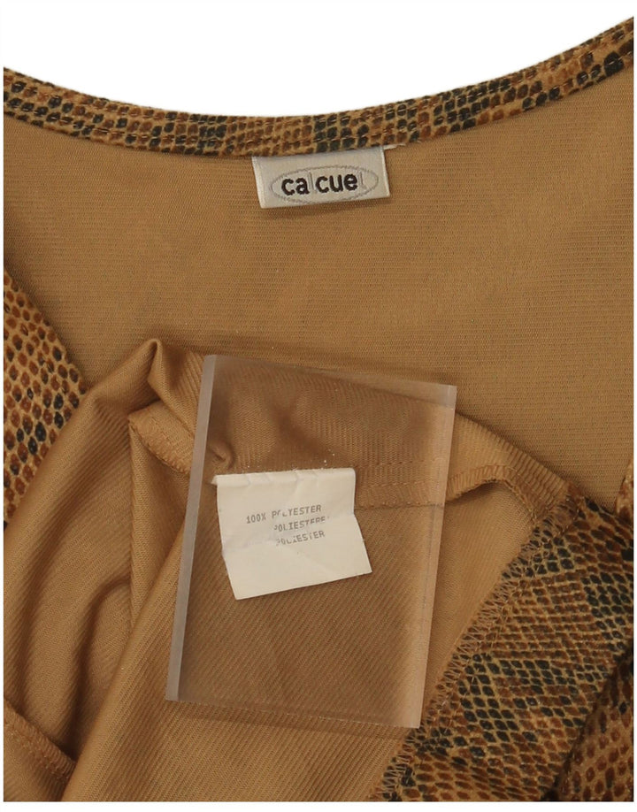 VINTAGE Womens Gilet UK 18 XL Brown Animal Print Polyester