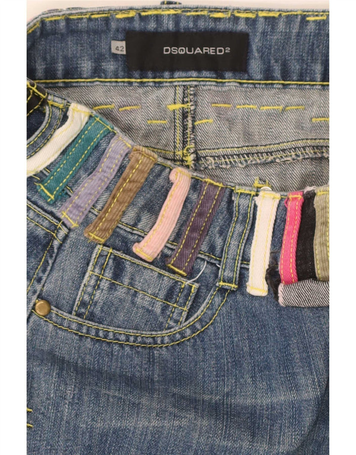 Dsquared2 Dame Mini Denim Nederdel IT 42 Medium W30 Blå Colourblock Bomuld