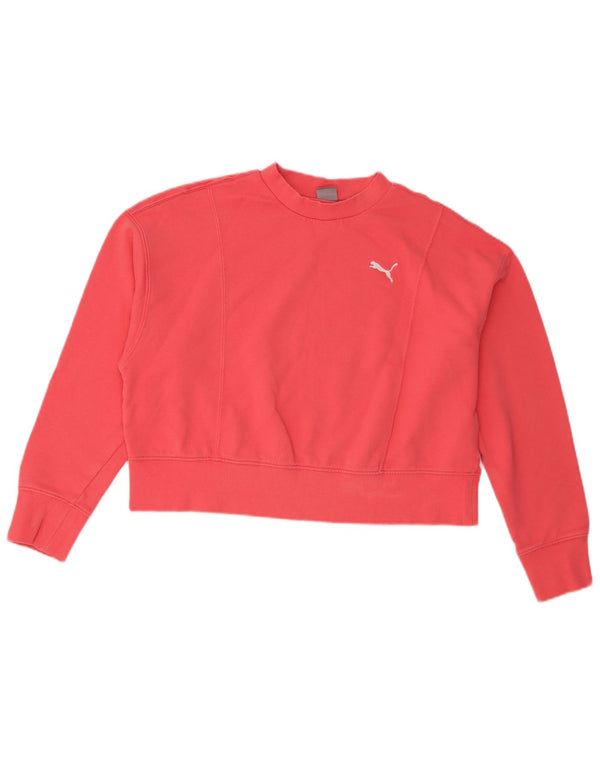 Puma Dame Loose Fit Crop Sweatshirt Jumper UK 14 Medium Pink Bomuld