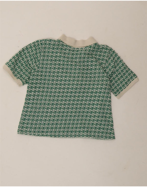 Zara Womens Crop Polo Neck Jumper Sweater UK 12 Medium Green Geometric