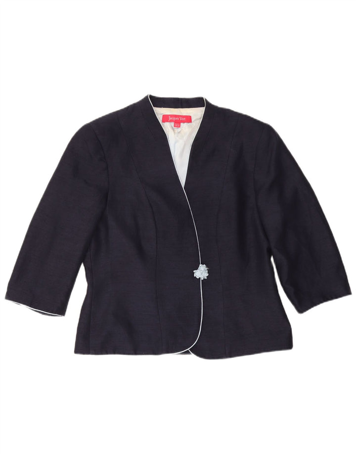 JACQUES VERT Dame 3/4-ærmet Bolero-jakke UK 14 Large Navy Blue