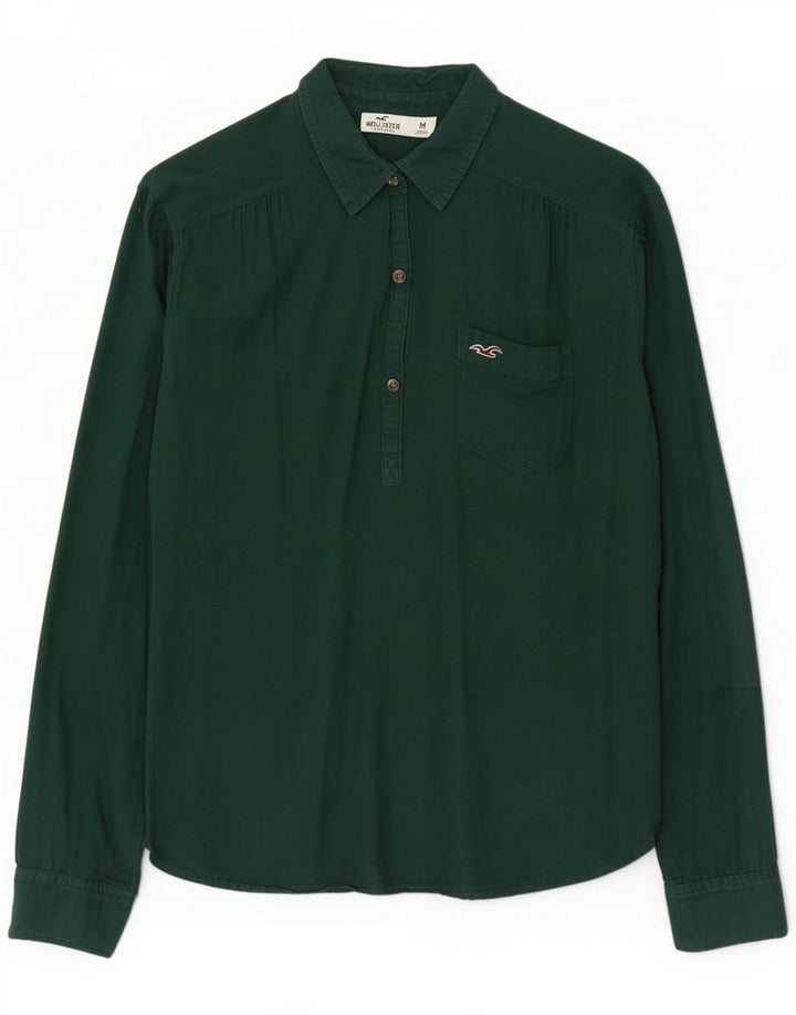 Hollister Dame Pullover Shirt UK 14 Medium Green Cotton
