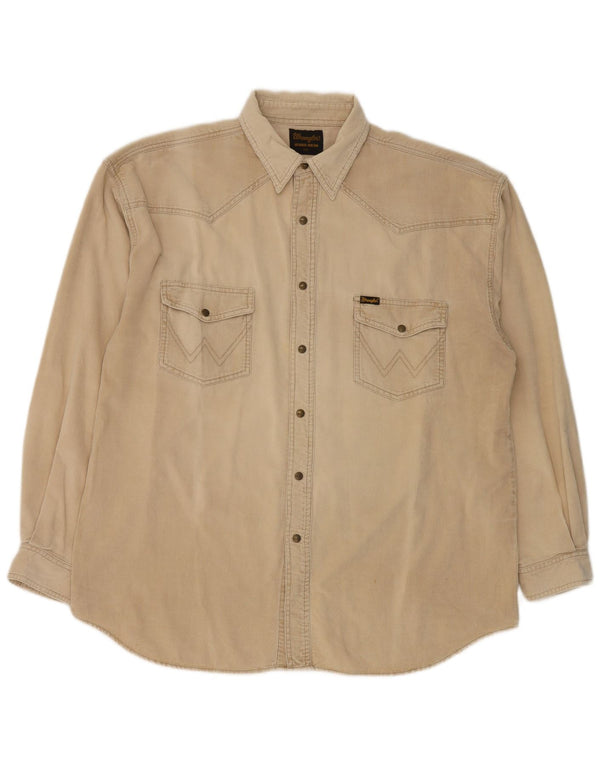 Wrangler herre fløjlsskjorte 2XL beige bomuld
