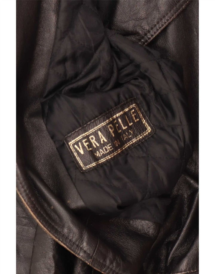 Vintage dame 3/4 ærmet læderjakke IT 42 Medium Brun