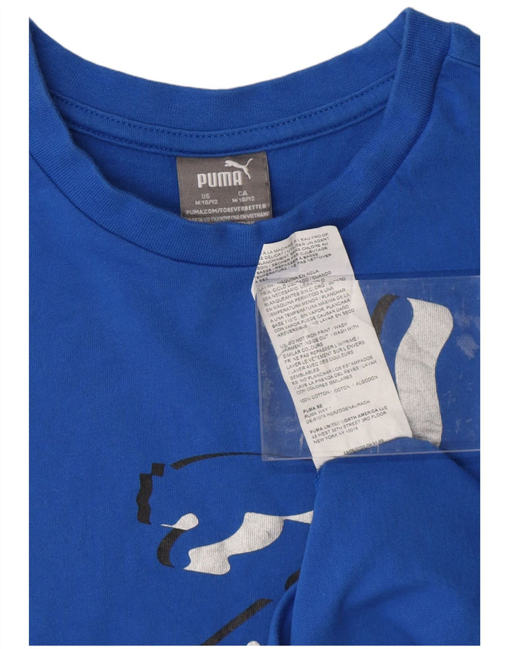 PUMA drenge grafisk t-shirt top 10-11 år medium blå bomuld