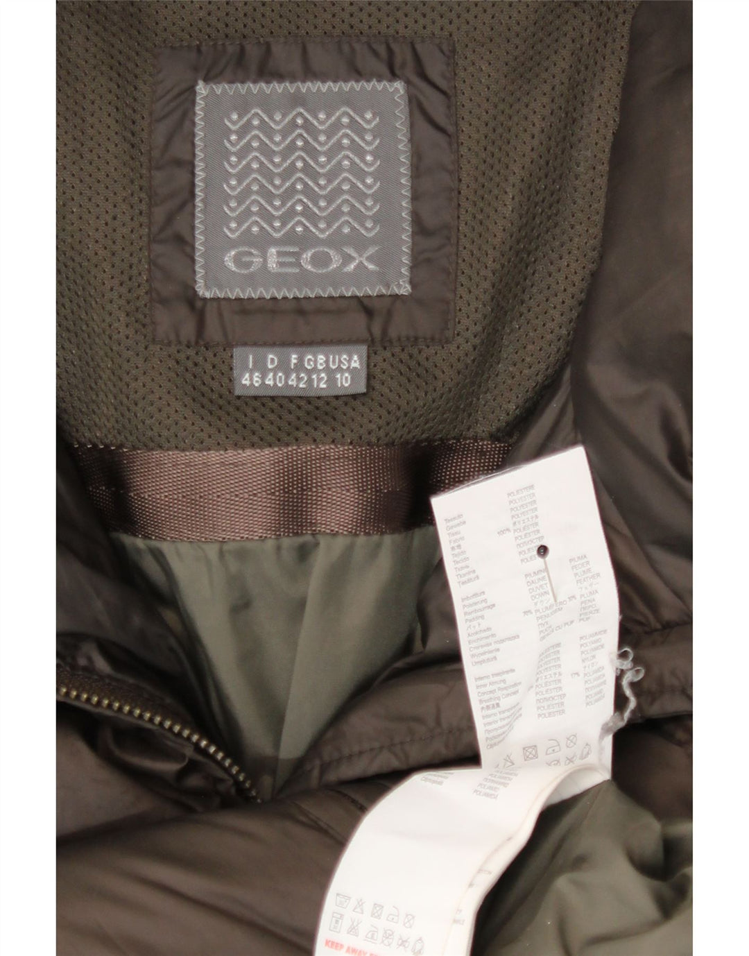 Geox Polstret frakke med hætte til kvinder UK 12 medium brun polyester