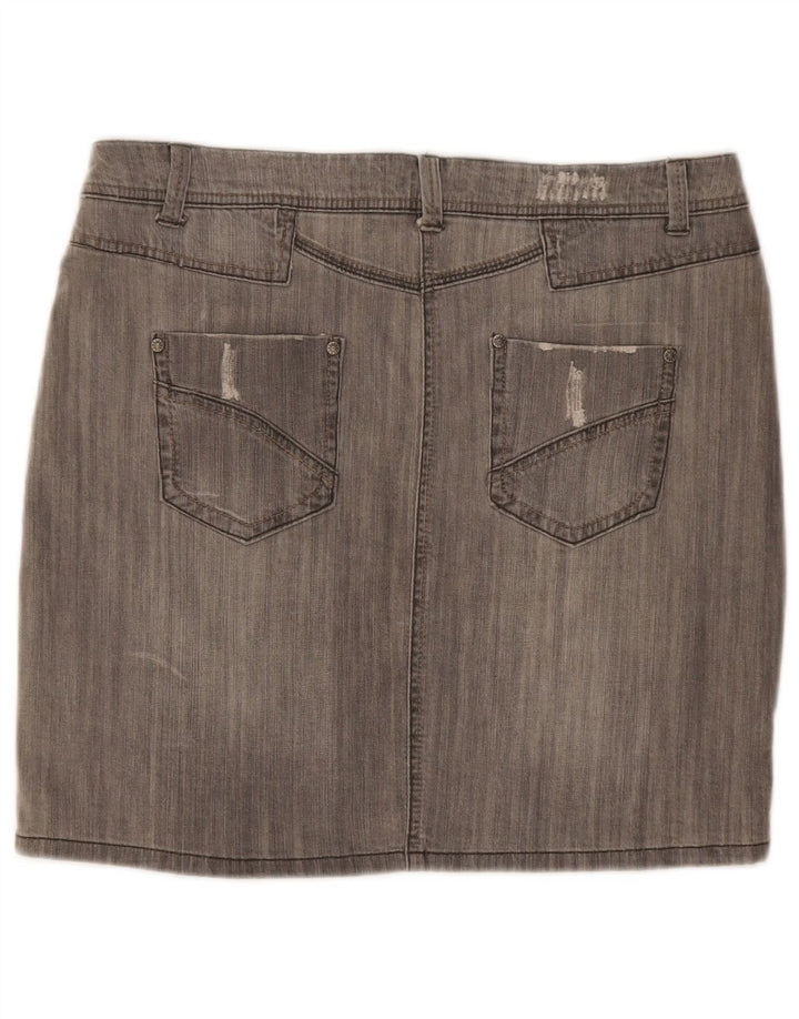 M&Co Dame Mini Denim Nederdel UK 14 Large W34 Grå