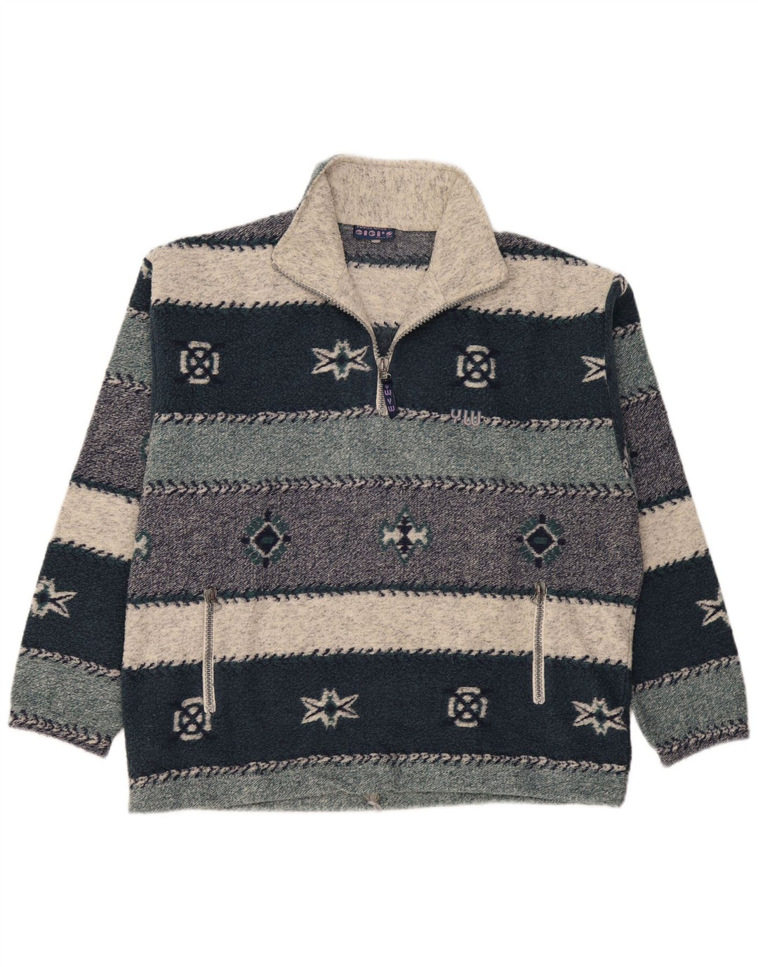 Gigi's Herre Zip Neck Jumper Sweater 2XL Flerfarvet Fair Isle