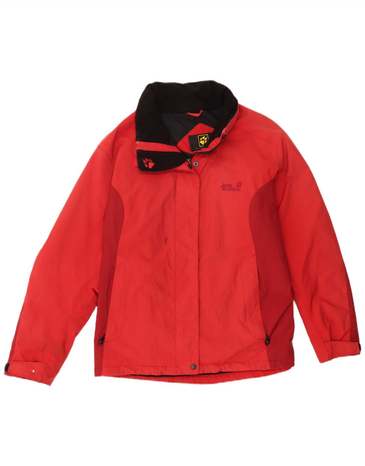 Jack Wolfskin Dame Regnjakke UK 14 Stor Rød Polyamid