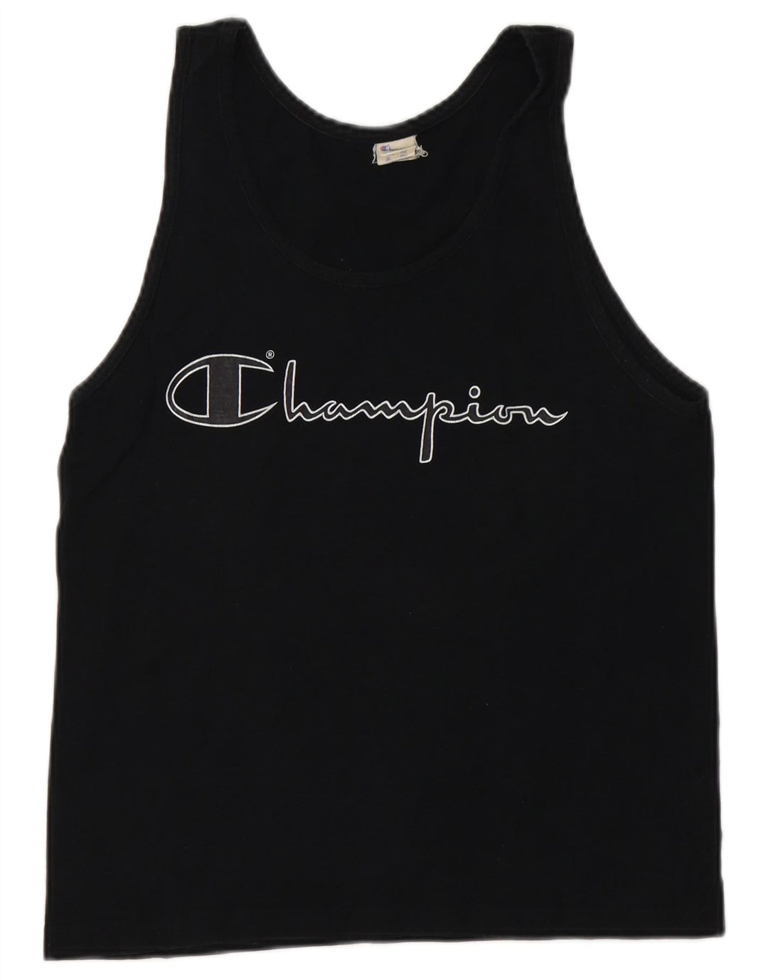 CHAMPION Kvinder Grafisk Vest Top UK 10 Small Black Bomuld
