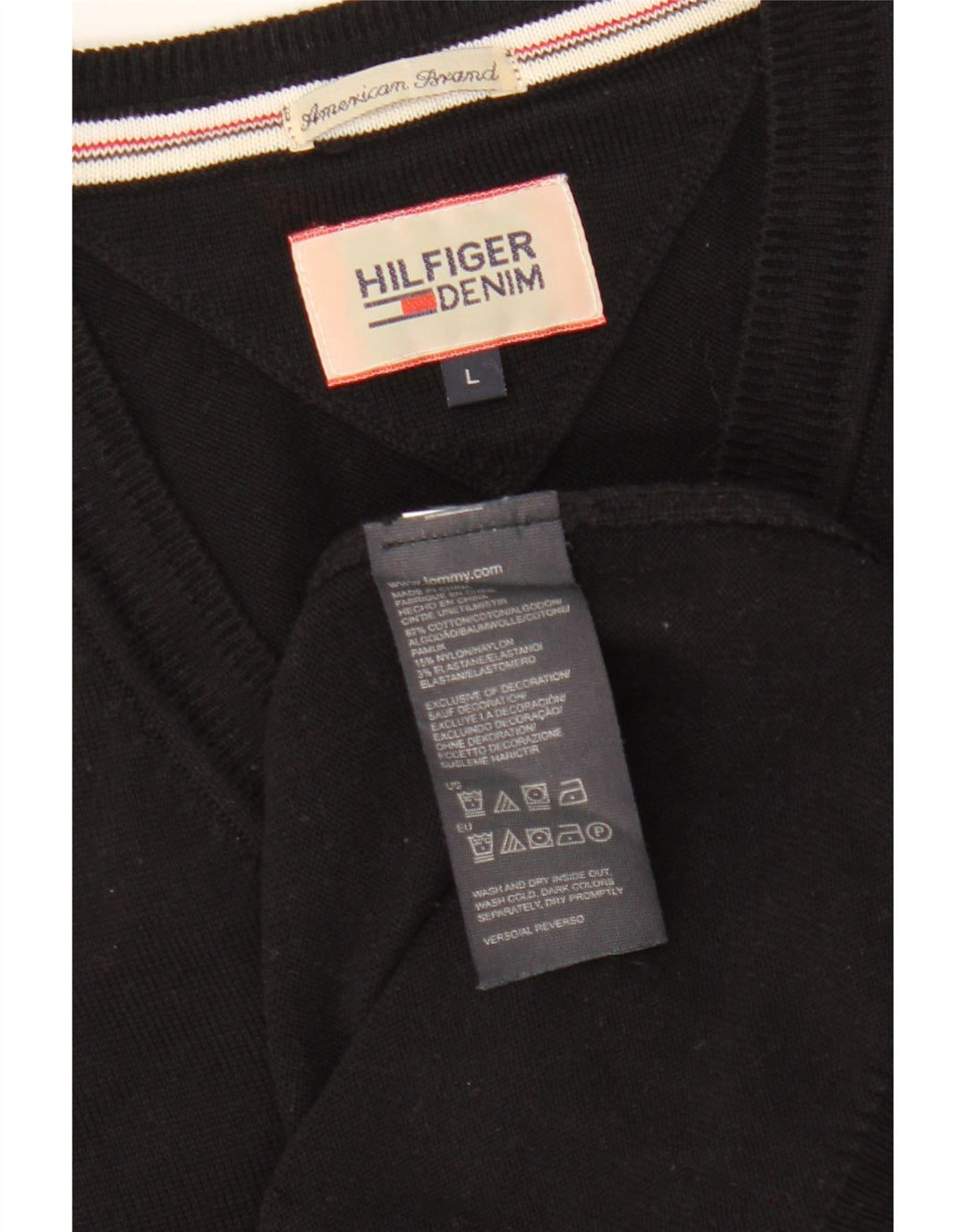 Tommy Hilfiger Herre V-hals sweater Stor Sort Bomuld