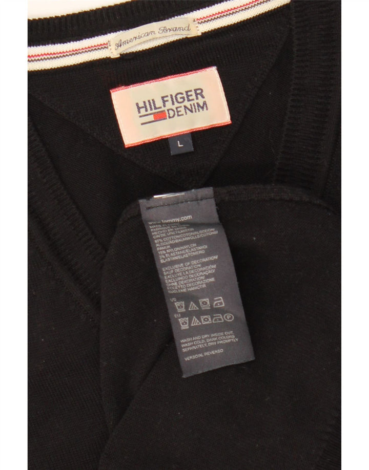 Tommy Hilfiger Herre V-hals sweater Stor Sort Bomuld