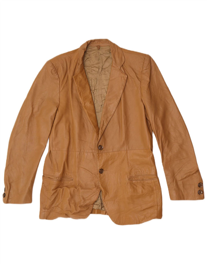 Vintage herre 2-knaps læder blazerjakke IT 48 Medium Beige