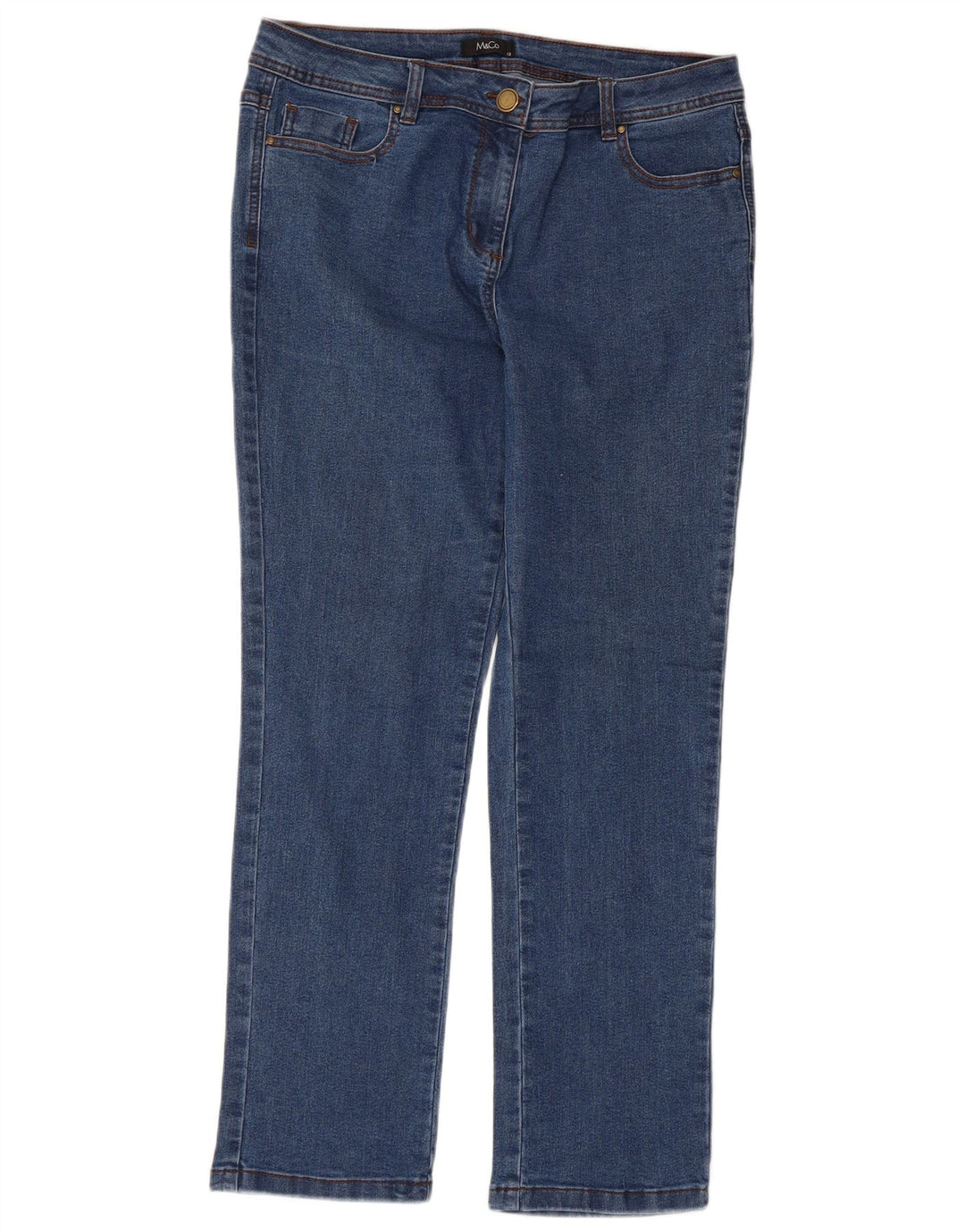M&Co Dame Slim Jeans UK 12 Medium W34 L28 Blå Bomuld