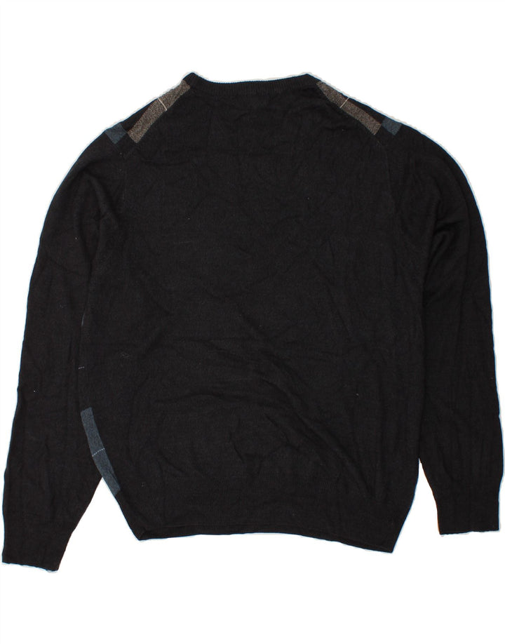 DOCKERS Herre Crew Neck Jumper Sweater 2XL Grå Patchwork Akryl
