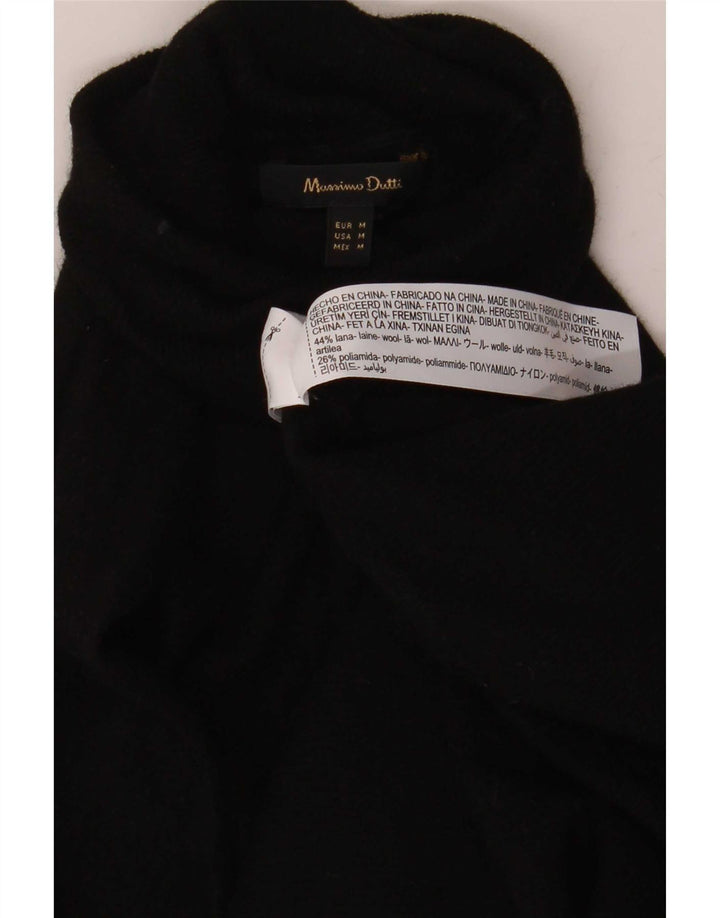 Massimo Dutti Dame Rullehals Sweater UK 14 Medium Sort Uld