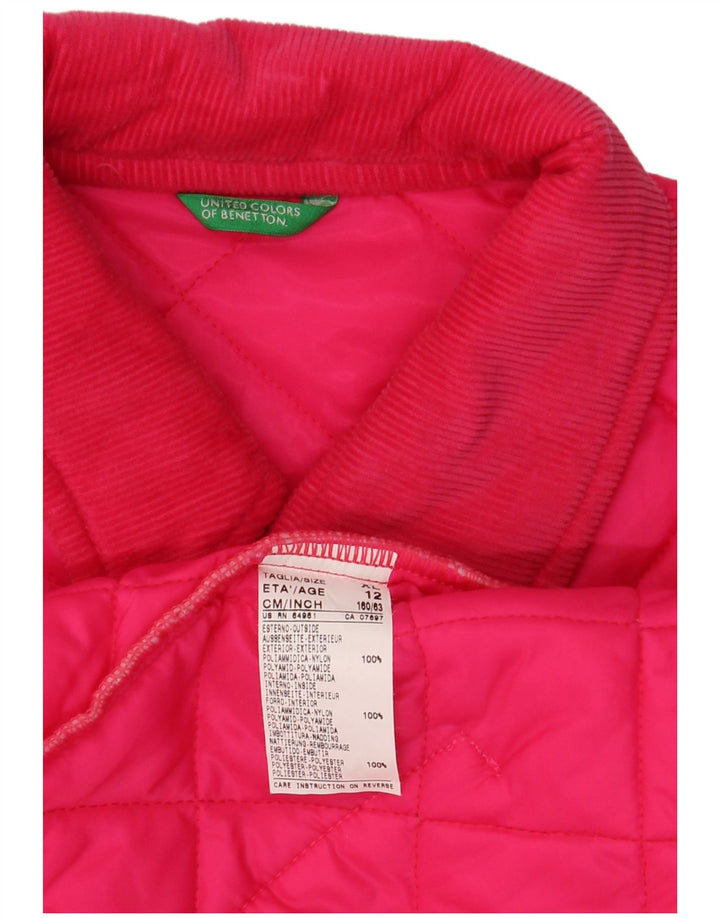 BENETTON piger quiltet jakke 11-12 år XL Pink Polyamid