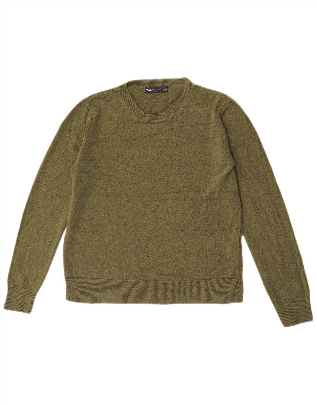 Marks & Spencer Dame sweater med rund hals DK 12 Medium Khaki Akryl