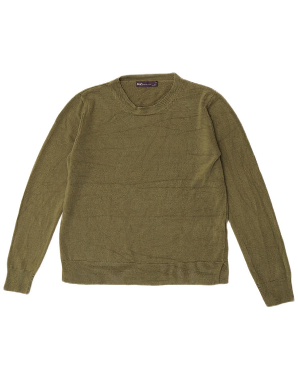 Marks & Spencer Dame sweater med rund hals DK 12 Medium Khaki Akryl