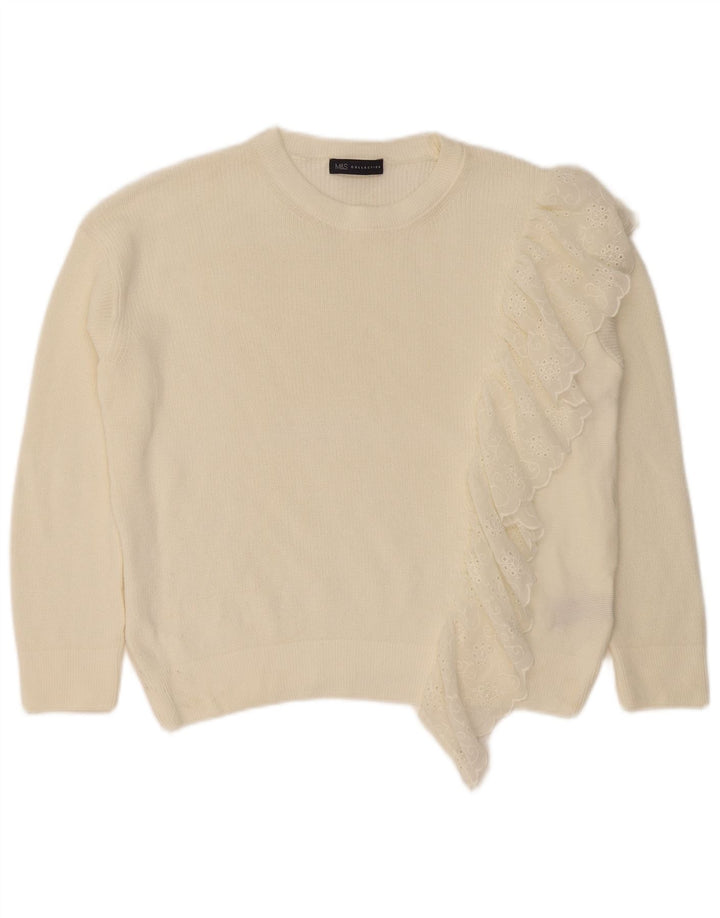 Marks & Spencer Dame Boat Neck Jumper Sweater UK 12 Medium White