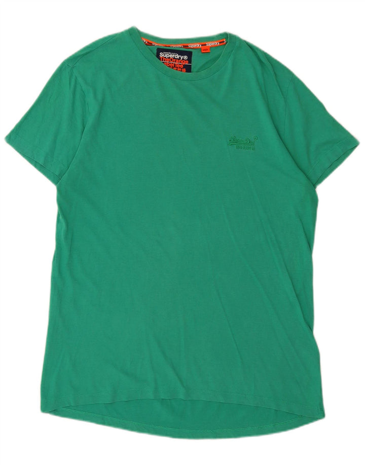 SUPERDRY Herre T-Shirt Top Stor Grøn Bomuld