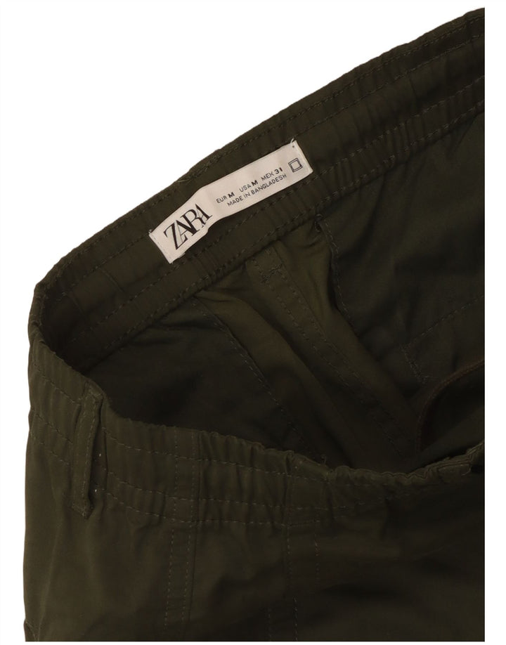 Zara Womens Crop Joggers Cargo Bukser Medium W31 L25 Khaki