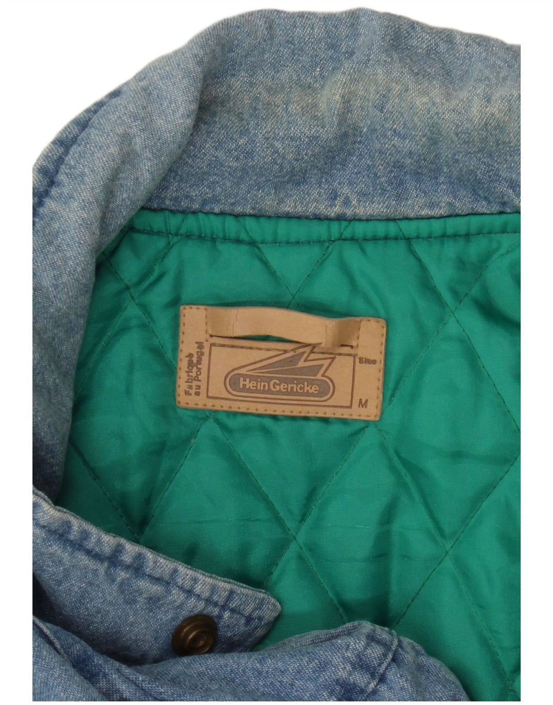 HEIN GERICKE Herre Loose Fit Military Denim Jacket UK 38 Medium Blue Bomuld