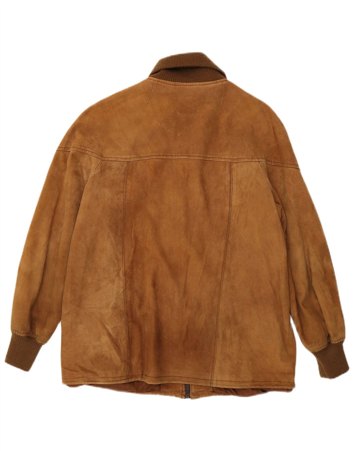 Vintage dame ruskindsjakke IT 48 XL brunt læder