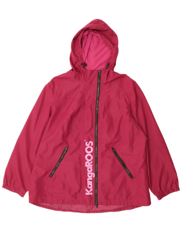Kænguruer Dame Grafisk Hætte Regnjakke UK 22 3XL Burgundy Polyester