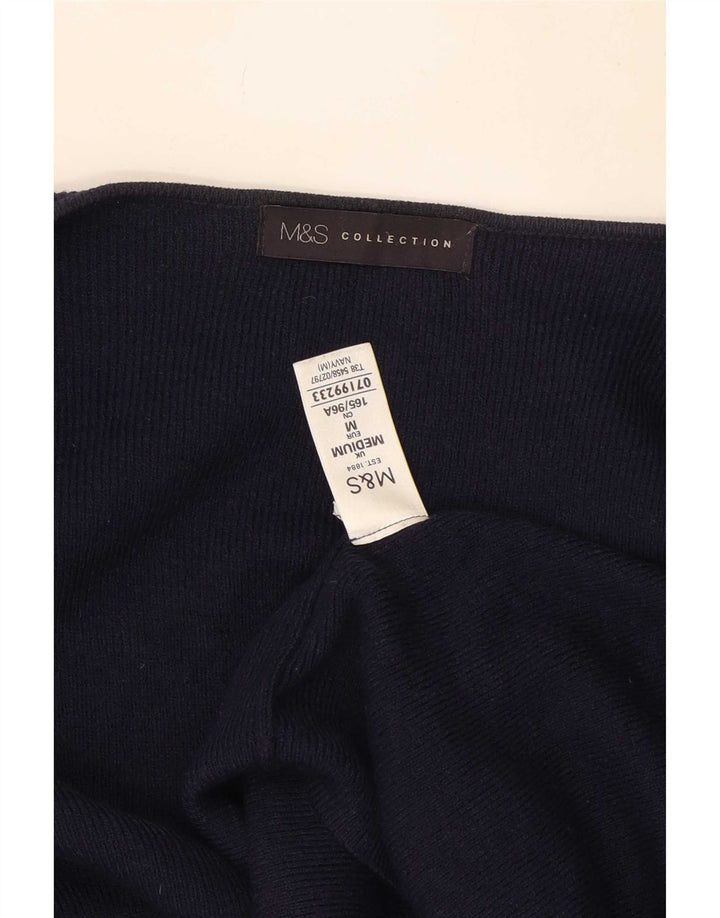 Marks & Spencer Womens Open Cardigan Sweater UK 12 Medium Navy Blue Akryl