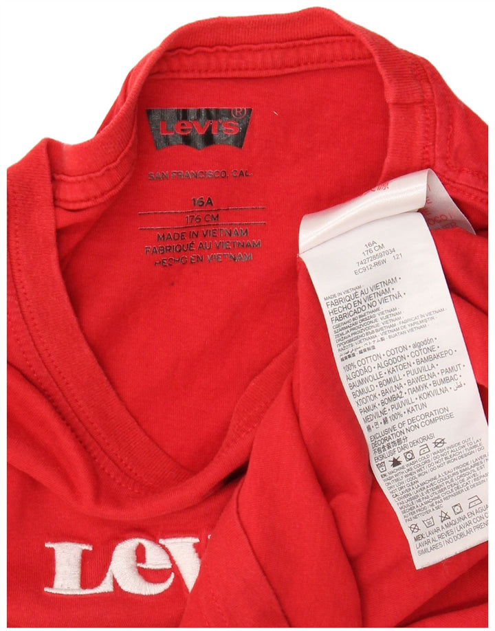 LEVI'S Boys Graphic T-Shirt Top 15-16 Years Red Cotton