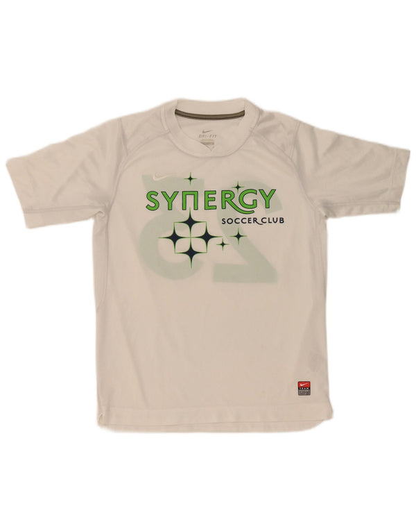 Nike drenge Dri Fit grafisk T-shirt top 12-13 år stor hvid polyester