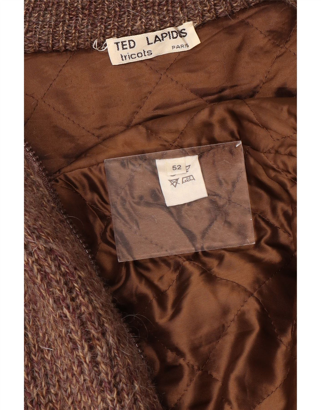 Ted Lapidus Herre Strik Bomber Jacket IT 52 XL Brun Flecked Uld